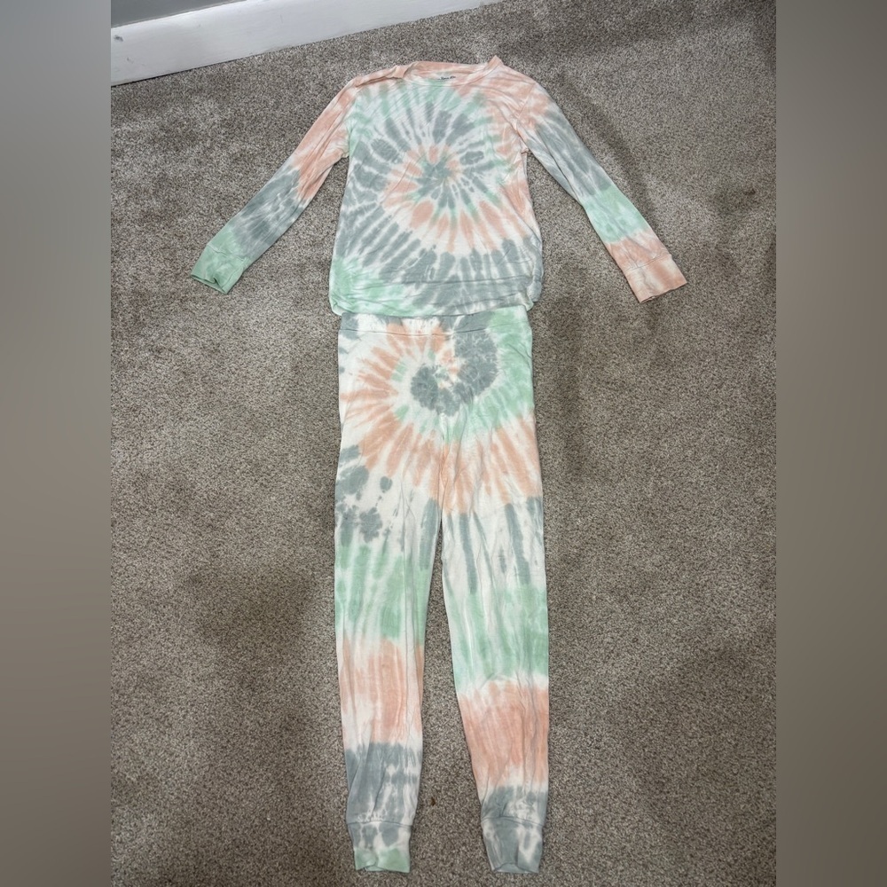 Rowdy Sprout Bamboo Tie Dye Pajama Set Size 6 Gender Neutral Little Girl